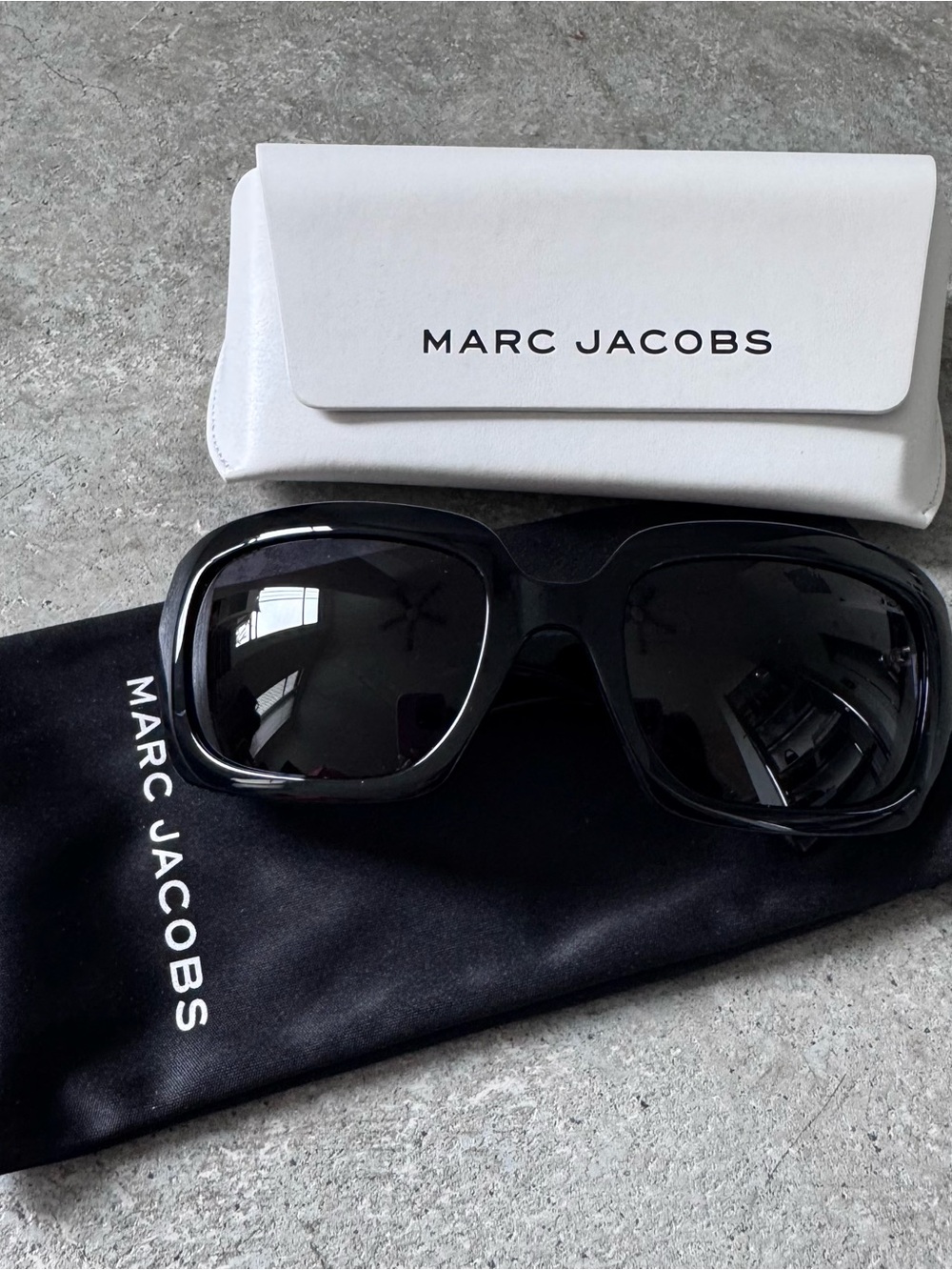 Marc Jacobs Black Oversized Rectangular Sunglasses